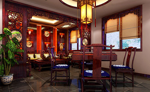榆阳古典中式风格茶楼包间设计装修效果图
